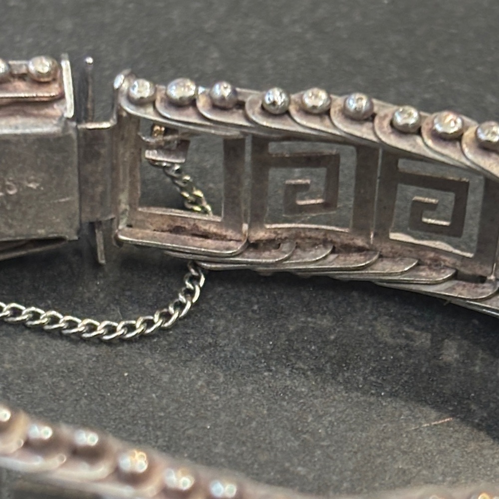 Silver Geometric Pattern Bracelet - Picture 10 of 12